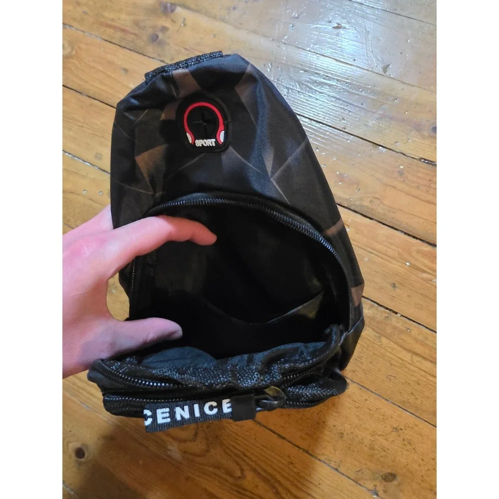 ENICE Mens Crossbody Sling Bag Geometric Prism Black Charcoal Sport Chest Pack - Picture 2 of 4